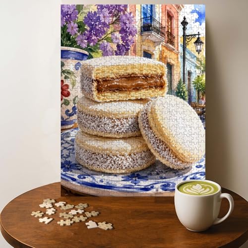 ALFAJORES Dessert Argentina Food Jigsaw Puzzle - 500 Pieces Wooden Puzzle for Adults, Wall Art Gift, Finished Size: 20 x 15 Inch - color: Alfajores Dessert Argentina - 500 Pieces