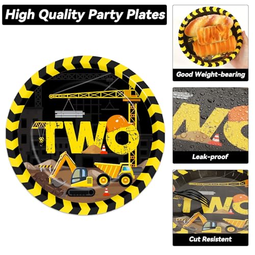 100 Pcs Construction Party Plates and Napkins Set Construction Truck Birthday Party Decorations Supplies Tableware Construction Themed Party Favors for Birthday Party Decorations Serves 25 - style: Construction 2nd