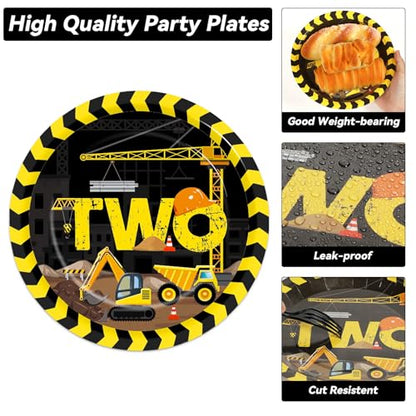 100 Pcs Construction Party Plates and Napkins Set Construction Truck Birthday Party Decorations Supplies Tableware Construction Themed Party Favors for Birthday Party Decorations Serves 25 - style: Construction 2nd