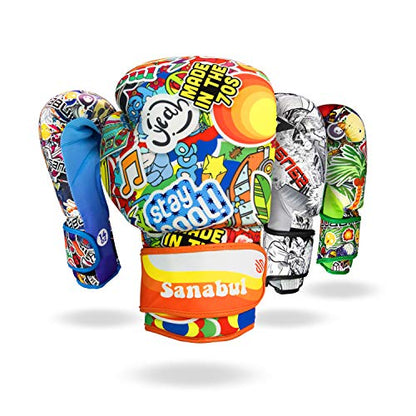 Sticker Bomb Adult Boxing Gloves - color: 70's, size: 12 OZ