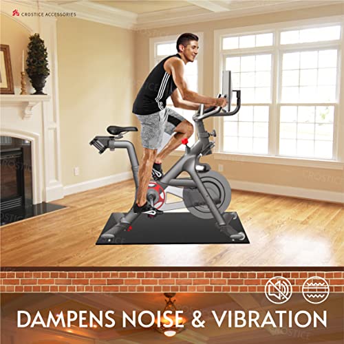 Bike Mat Compatible with Peloton Bike, 6mm Floor Protector | 6mm bike mat compatible with Peloton bike, providing non-slip waterproof protection for hardwood or carpet - size: 24x48", style: Logo Style