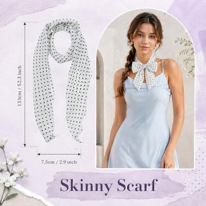 Polka Dot Scarf for Women, Chiffon Womens Scarves for Travel Date - color: White B