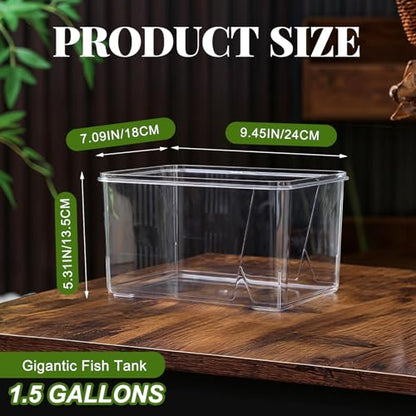 1.5 Gallon Plastic Fish Tank Large Bowl Shatterproof with Crystal Clear Clarity for Terrarium, Flower Vase Centerpiece Gift for Fish Lovers (Square) - size: 1.5 Gallon, style: Square