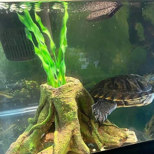 Aquarium Landscape Tree Stump Artificial Resin Tree Hole Ornament Hollow Trunk Cave Betta Cave Rocks Fish Tank Decoration for Cichlid Hiding