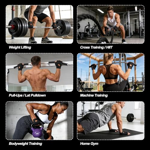 COFIT Workout Gloves for Men Women, Weight Lifting Gloves with 5MM Padded Palm, Non-Slip Gym Gloves, Fingerless Breathable Fitness Gloves for Training, Exercise, Pull Ups - size: X-Large