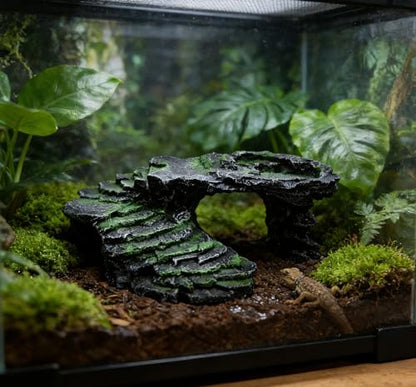 M2cbridge Reptile Hide Resting Step Ledge Cave Hideout Turtle Basking Platform – Great for Reptiles, Amphibians, and Fish (Black Step Ledge) - style: Black Step Ledge