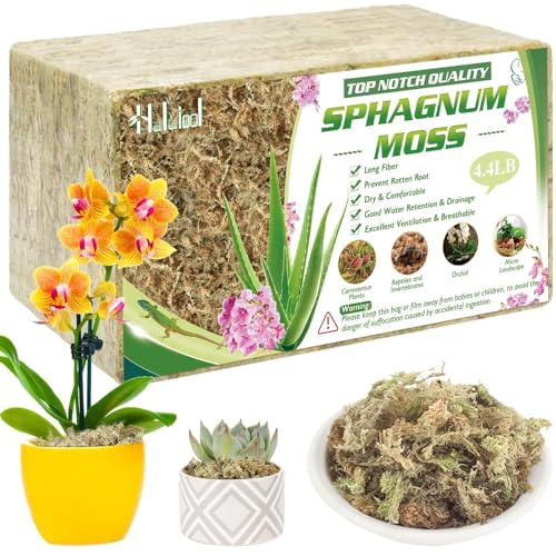 Halatool 4.4 LB Sphagnum Moss for Plants, 85 QT Long Fiber Orchid Moss | Drainage & Moisture Retention, Natural Moss for Ferns, Succulents, Carnivorous, Orchid Repotting, Terrariums, Reptile Bedding - size: 85 qt (4.4 lbs)