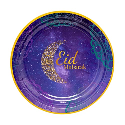 Amscan 9914166 - Opulent Eid Mubarak Paper Party Plates - 8 Pack - style: Plates