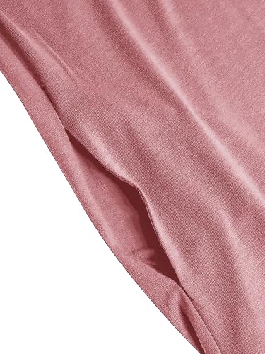 WSPLYSPJY High Neck Kids Girls Abaya Dress Solid Color Muslim Robe Prayer Clothes with Pockets - color: 핑크, size: 11-12세