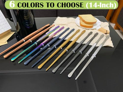 JETKONG 2 Pcs 14-Inch Food Tweezers Stainless Steel Tweezer Tongs Extra-Long Cooking Tweezers (Silver) - color: Silver, size: 14+14 Inch