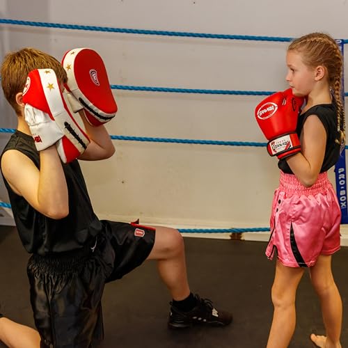 Kids Boxing Gloves for 3-10 Years 4 oz Youth Boxing Gloves Junior Punching Gloves MMA Muay Thai Boys and Girls Training Gloves - color: Red/White