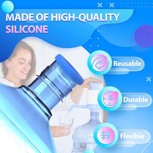 5 Gallon Water Jug Cap 4 Pack, Reusable Leak Resistant Bottle Caps | Wear Resistant Lids Reseal Jugs on Dispensers and Coolers - 2.4 x 0.94 In, Fit Standard Gallon Bottles for Kitchens, Offices
