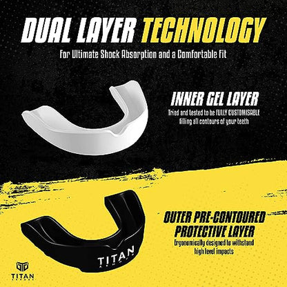 Mouth Guard Boxing, Dual-Layer Boil & Bite Mouthguard, Adult | Premium Dual-Layer | Case Included | Adult & Youth Custom-Fit Mouthpiece | Football, MMA, Hockey, Lacrosse, BJJ, Basketball - color: Black, size: Junior Under 11