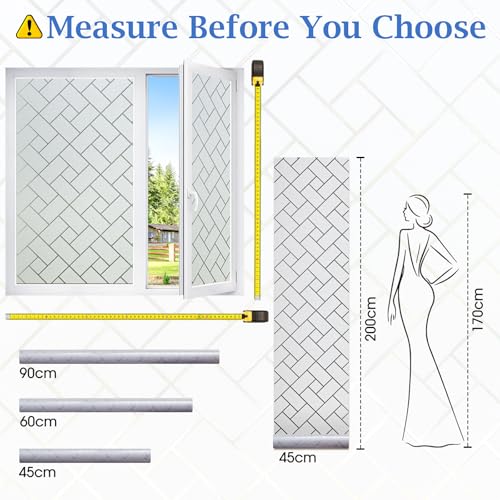 Coavas Window Privacy Film UV & Sun Blocking No Glue 17.5"x78.7" Frosted | Static Cling Removable Anti Glare Heat Control Day and Night Frosted Glass Window Film for Bathroom Home Office - color: White, size: 17.5 x 78.7 Inch