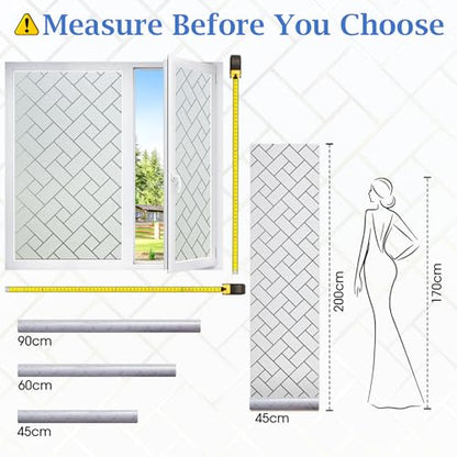 Coavas Window Privacy Film UV & Sun Blocking No Glue 17.5"x78.7" Frosted | Static Cling Removable Anti Glare Heat Control Day and Night Frosted Glass Window Film for Bathroom Home Office - color: White, size: 17.5 x 78.7 Inch