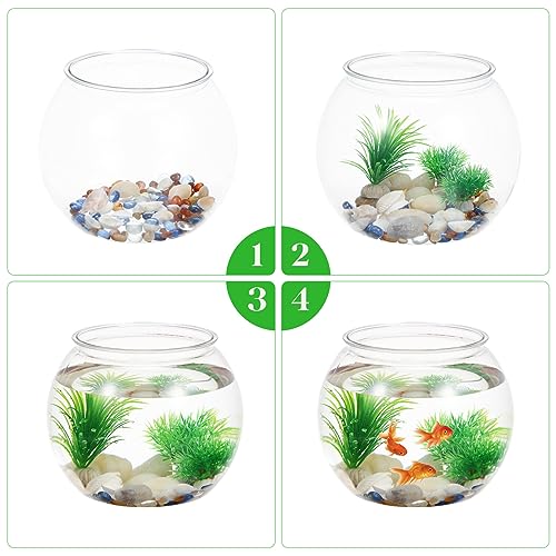 Plastic Fish Bowls, Round Plastic Fish Tank 1.06 Gallon Aquarium Hydroponic Planter Floral Container for Prizes, Party, Table Centerpiece Home Decor