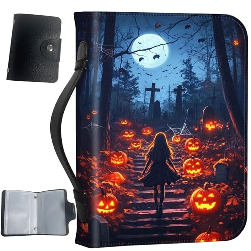 PU Leather Bible Cover with Handle & Pockets, Large Capacity Bible Case, Water-Resistant Scripture Organizer Bag with Bonus Card Holder, Christian Gift for Women & Men, Dark Forest - color: Dark Forest