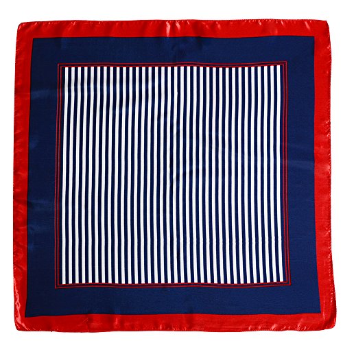 QBSM Womens 23.6 inch Satin Silk Feeling Formal Square Neck Scarf Head Hair Wraps Kerchief - color: National Flag Stripe-navy