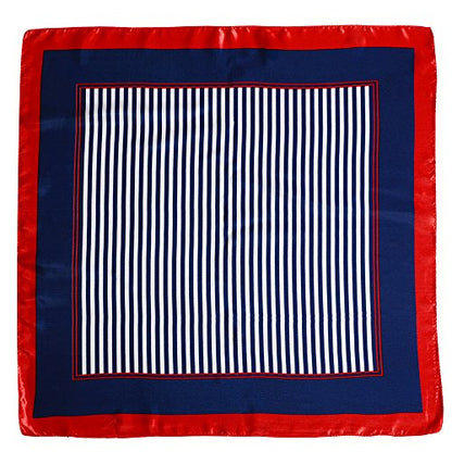 QBSM Womens 23.6 inch Satin Silk Feeling Formal Square Neck Scarf Head Hair Wraps Kerchief - color: National Flag Stripe-navy