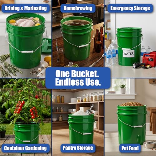 ePackageSupply 5 Gallon Bucket - Food Grade Bucket BPA-Free, Green, 1 Pack - color: Green, size: 1 Pack