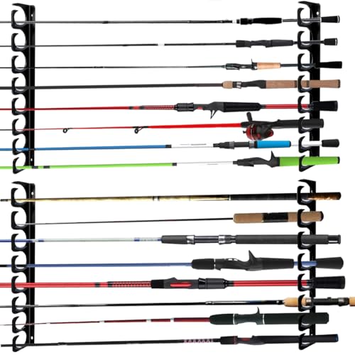 Wall Mounted Fishing Rod Rack Holder Ceiling Storage Hook Hanger Display Metal Horizontal Rack Oranizer Poles Steel Racks Holds up to 16 Rods with Soft Protective Pad for Garage Cabin and Basement - style: Store 16 Rod