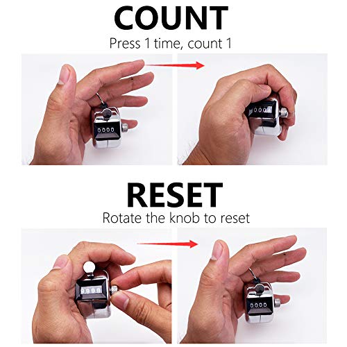Amble Tally Clicker Counter, Metal Case Mechanical Clicker Digital Handheld Tally Counter with Nylon Lanyard - color: 1-pack