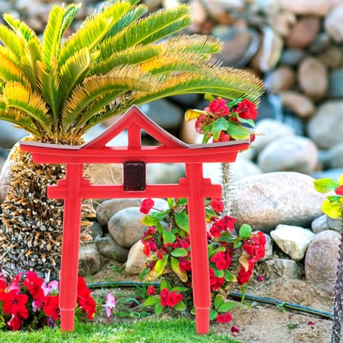 Yardwe Aquarium Torii Gate Fish Tank Decor 3-Pack Japanese Shinto Temple Resin Sculpture Weatherproof Micro Garden Ornament Aquarium Accessories
