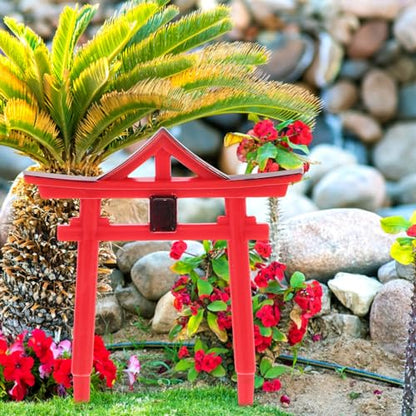 Yardwe Aquarium Torii Gate Fish Tank Decor 3-Pack Japanese Shinto Temple Resin Sculpture Weatherproof Micro Garden Ornament Aquarium Accessories