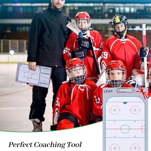 Coach Board Clipboard Premium Tactical Double-Sided Coach Marker Board with Full & Half Court Dry Erase Marker Board for Basketball Baseball Football Soccer Hockey Lacrosse & Volleyball Coahces - color: Ice Hockey
