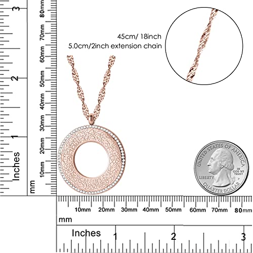 Qitian Islamic Jewelry Gifts for Women Muslim Pendant Gold Allah Arabic Necklaces Ayatul Kursi Necklace Islam Eid Ramadan Gifts - color: B-Rose Gold