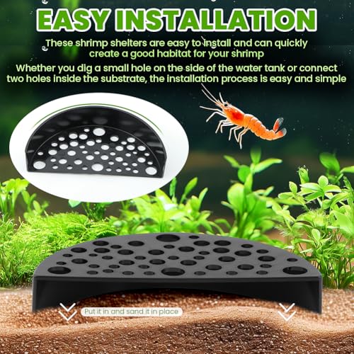 Shrimp Hides for Aquarium 2 Pack, Shrimp Cave Hideout Tunnels | Aquarium shrimp hideouts for molting, breeding, and shelter in shrimp tanks and planted aquariums with multi-opening design