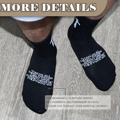 3 Pairs Christian socks Prayer socks Birthday Gifts for Dad,Men Husband Grandp Fathers Day Christmas - color: Philippians 4:13 - Black