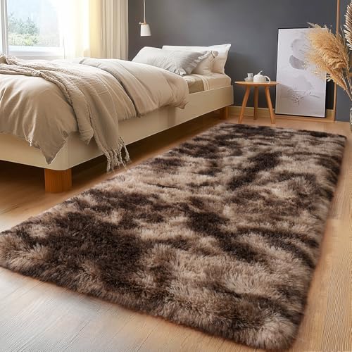2x6ft Non-Slip Runner Rug Shaggy Carpet for Hallway Entryway Bedroom - color: Tie Dye Coffee, size: 2' x 6' (Runner)