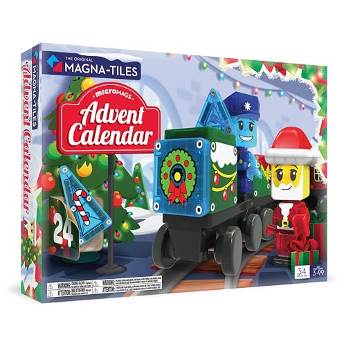 MAGNA-TILES microMAGS Advent Calendar 34-Piece Magnetic Construction Set, The Original Magnetic Building Brand