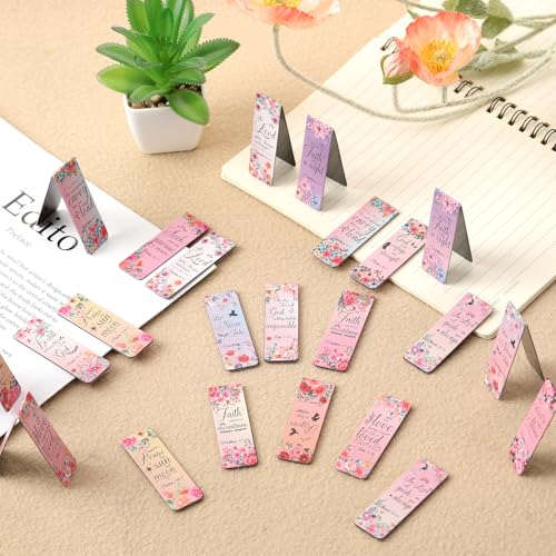 Bible Verse Magnetic Bookmarks - 30 PCs Christian Inspirational Floral Bookmark Reading Women Kids Catholic Religious Scripture Book Markers Church Supplies Teachers Students School Gifts - style: Christian Floral