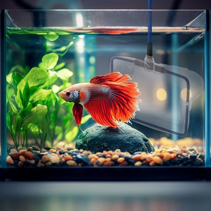 Lpraer 4in 5in 6in Aquarium Fish Net Green Fine Mesh Nylon Net Collection with 11" Long Handle Square Quick Catch Fish Net for Fish Tank - color: White-Blue, size: 3PCS 4，5，6"