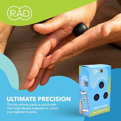 RAD Micro Rounds – Yoga Deep Tissue Massage Ball Set (Small 0.75 Inch Balls, 3 Pack) – Targeted Myofascial Release for Feet, Plantar Fasciitis, Jaw & Hands – Trigger Point & Mobility Therapy