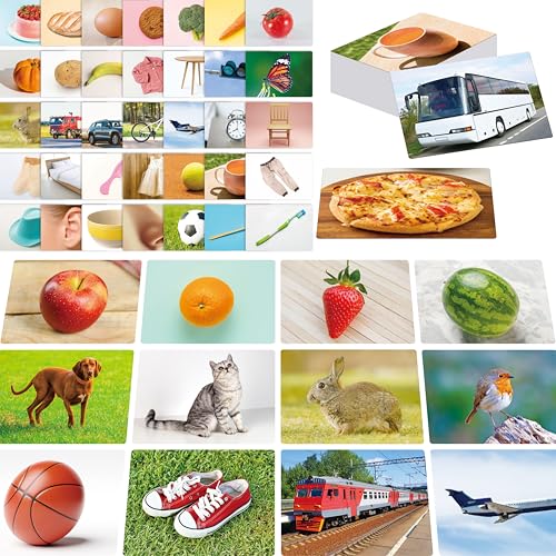 50 Noun Flashcards, Picture & Word Photo Cards Language Builder Visual Aid Language Learning Tool for Autism, ESL Teaching Materials for Adults, Non-Verbal Children Vocabulary Builder for Kids - style: 50 Noun Flashcards