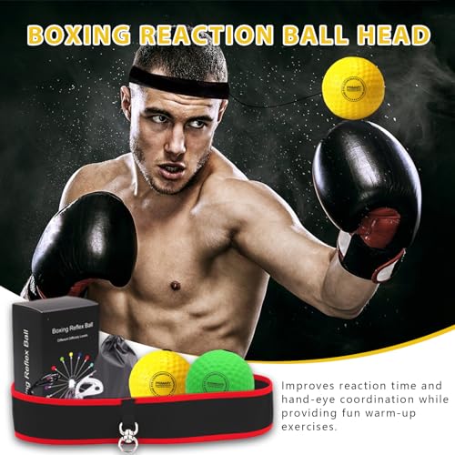 Boxing Reflex Ball, Boxing Ball Headband, Adjustable Head-Mounted Strength Training Boxing Balls, Reaction Ball for Adults Kids Courtyard Gym Home
