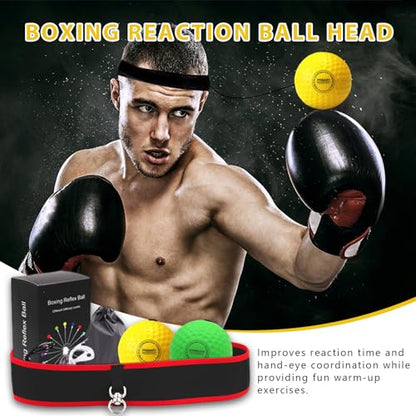 Boxing Reflex Ball, Boxing Ball Headband, Adjustable Head-Mounted Strength Training Boxing Balls, Reaction Ball for Adults Kids Courtyard Gym Home