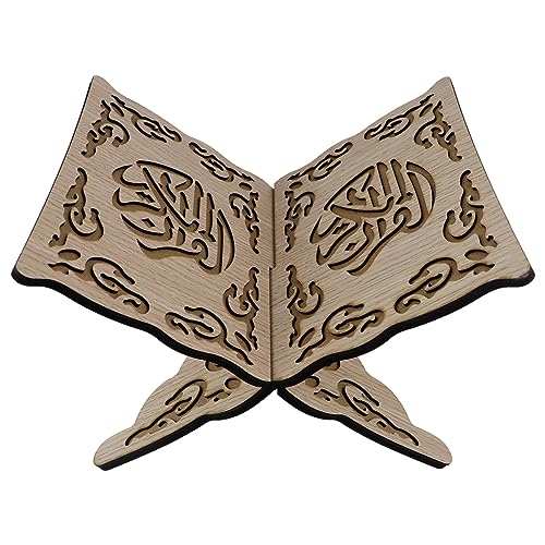 Wooden Book Stand Foldable Quran Bible Book Holder Muslim Reading Bookshelf Magazine Cookbook Display Holder for Display Reading Prayer Chapel（White） - color: Color 1