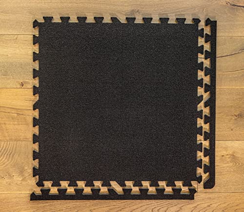 Black Foam Floor Carpet Tiles - 24" x 24" x 3/8", Safe for Kids, Great for Garage, Basement & Classrooms - color: Black