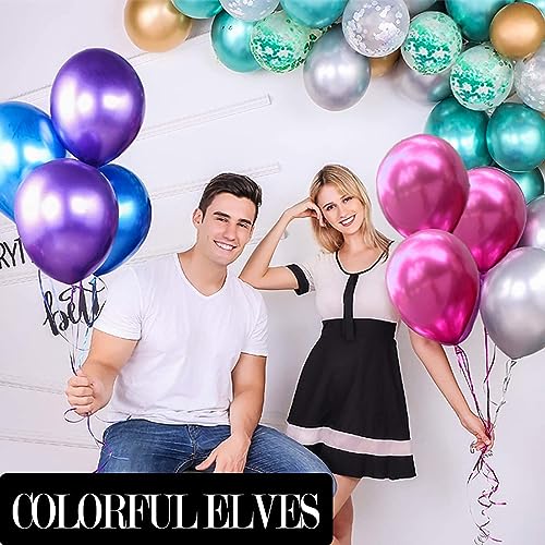 12 Inch 100 Pcs Metallic Chrome Hot Pink Balloons Shiny Thicken Latex Balloon Party Decoration (Hot Pink) - color: Hot Pink