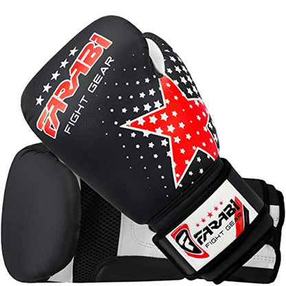 Farabi Boxing Gloves Kids Junior Muay Thai Kick Boxing Training MMA Punching Bag - color: Black Star, size: 6OZ