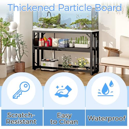 METYERRY 55 Gallon Fish Tank Stand with Power Outlet,Adjustable Aquarium Stand, Heavy Duty Terrarium Stand,Metal Frame Reptile Turtle Tank Stand Suitable for Home Office,860LBS Capacity, Black - color: Black, size: 55 Gallon