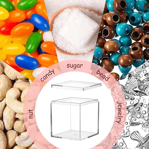 Acrylic Box Clear Acrylic Square Cube Display Case Acrylic Boxes with Lid for Gifts Weddings Party Favors Jewelry Storage Box - size: 3 x 3 x 3 Inch