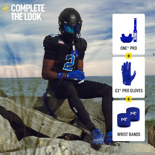 Nxtrnd One Pro Football Mouth Guard, Interchangeable Strap, Fits Adult & Youth (Blue) - color: Blue Pro