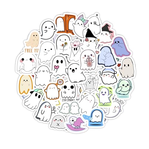 100Pcs Ghost Stickers for Water Bottle and Laptop - Ghost Party Supplies & Decorations, Waterproof Vinyl Decals, Halloween and Fun Stickers, Gifts for Women & Men - color: Ghost Stickers