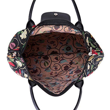 Signare Tapestry Foldable Tote Bag Reusable Shopping Bag Grocery Bag - color: Jacobean Dream