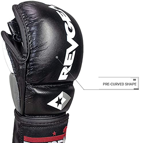 Revgear Pro Series MS1 MMA Boxing Gloves, Premium Leather for Muay Thai, Sparring, MMA Enthusiasts, Medium, Black, Ideal for Training, Great Crossover - size: Small